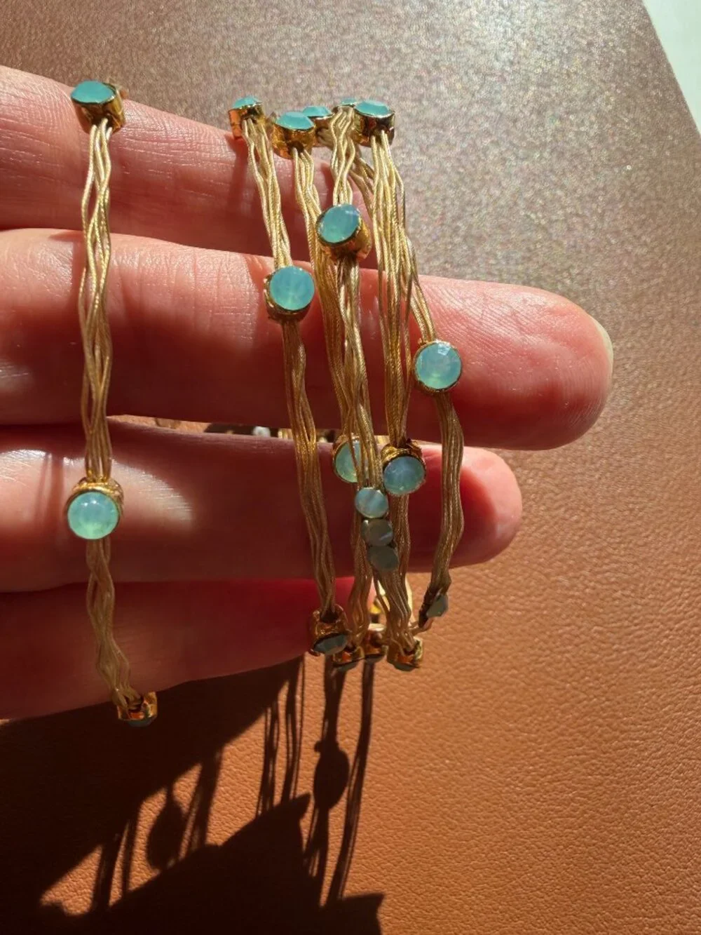 Gold and turquoise opals bracelets by Seasonal Whispers